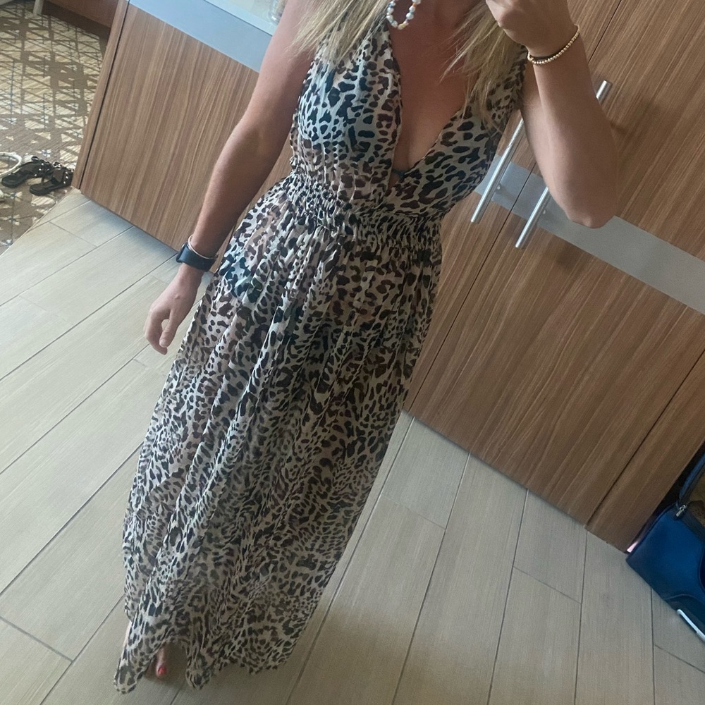 Leopard swim cover up.